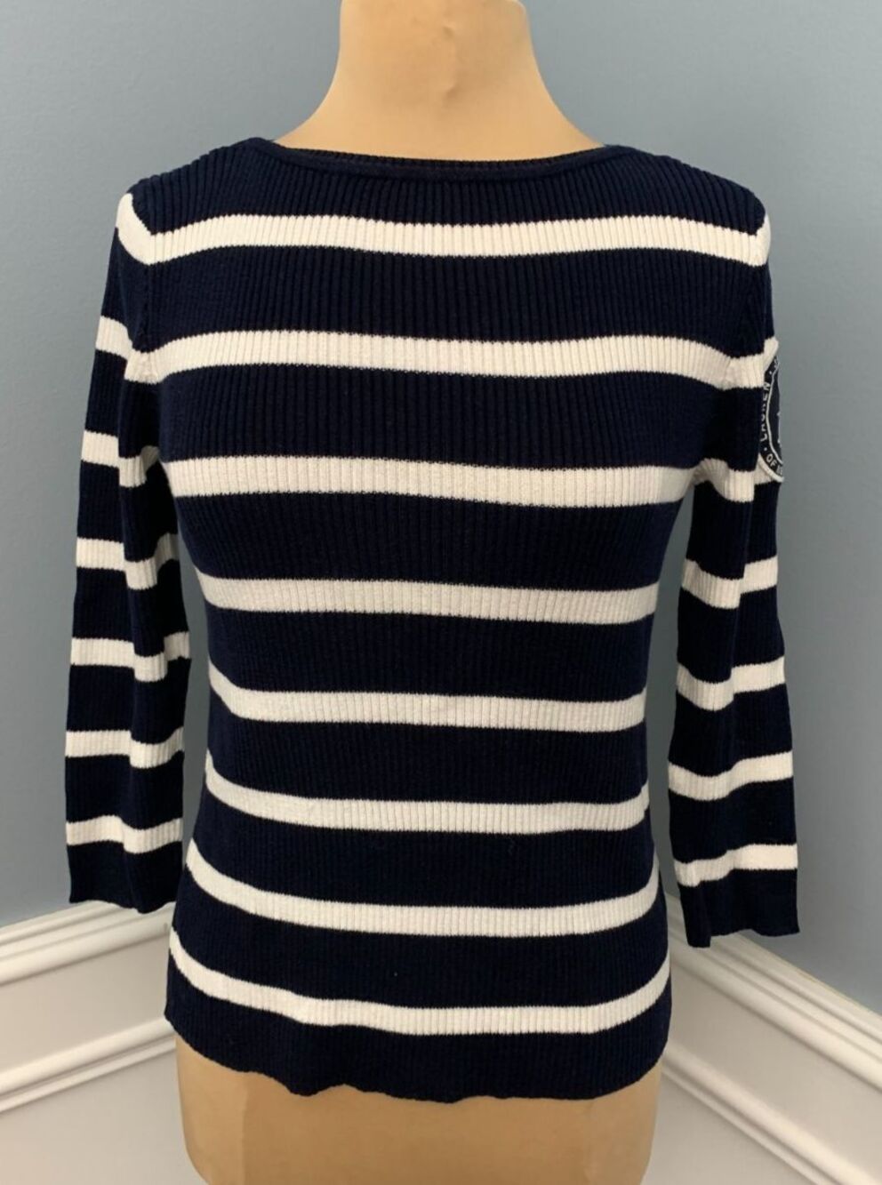 Vintage Ralph Lauren Sweater Womens M Nautical Stripe Americana Preppy Pullover